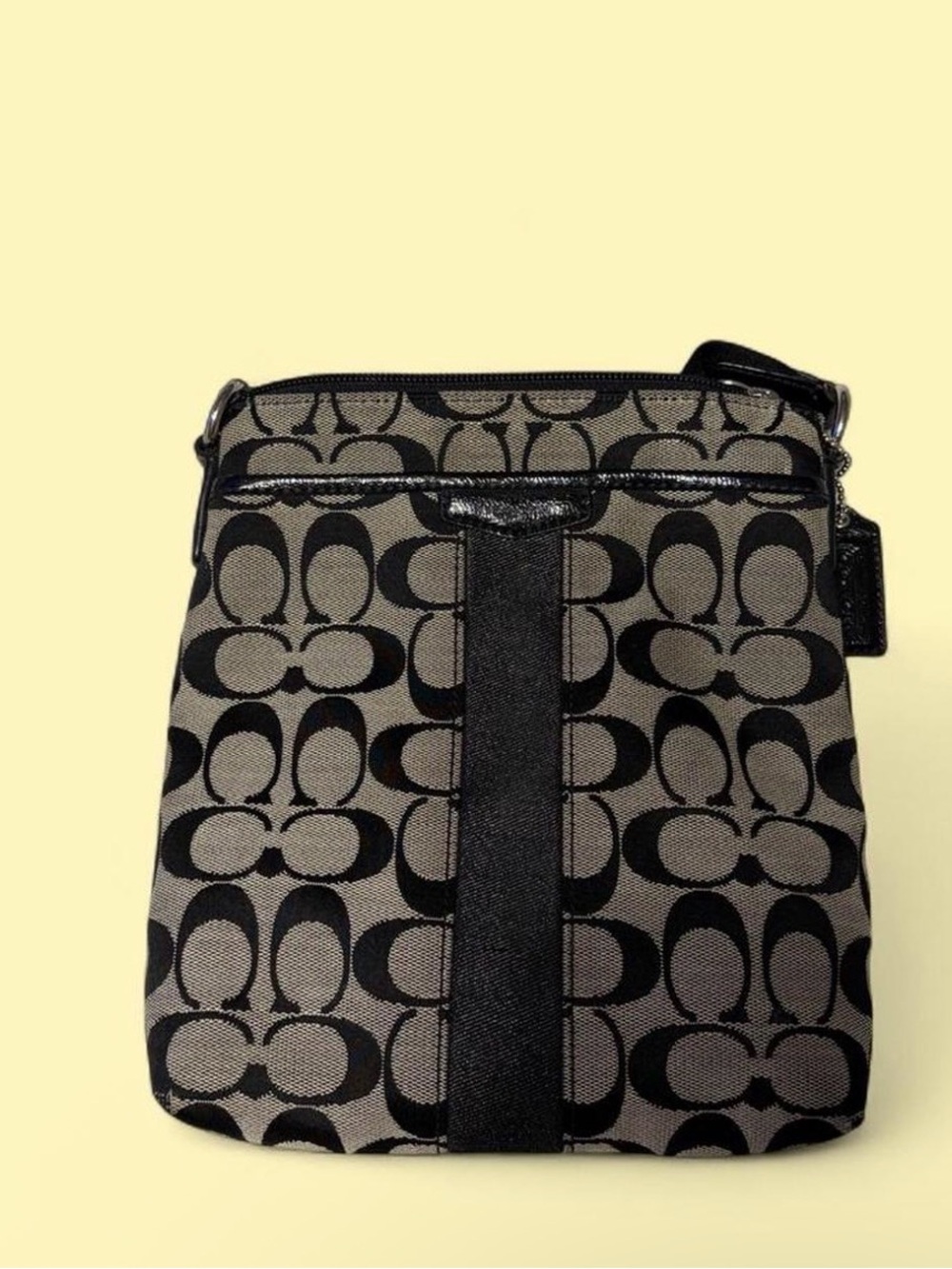 Coach Black and Khaki Signature Small Crossbody